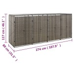 vidaXL Magazie de pubele cvadruplă, gri, 274x80x117 cm, poliratan vidaXL Magazie de pubele cvadruplă, gri, 274x80x117 cm, poliratan
