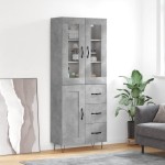 vidaXL Dulap înalt, gri beton, 69,5x34x180, lemn compozit