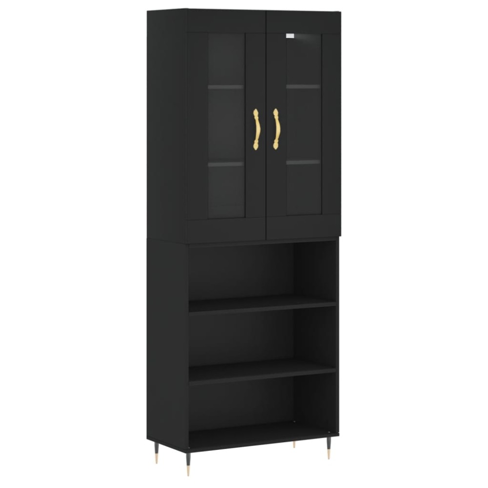 vidaXL Dulap înalt, negru, 69,5x34x180 cm, lemn compozit