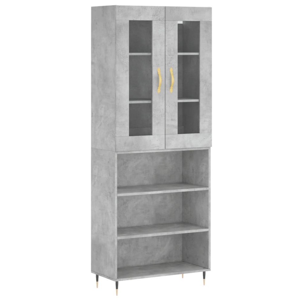 vidaXL Dulap înalt, gri beton, 69,5x34x180, lemn compozit