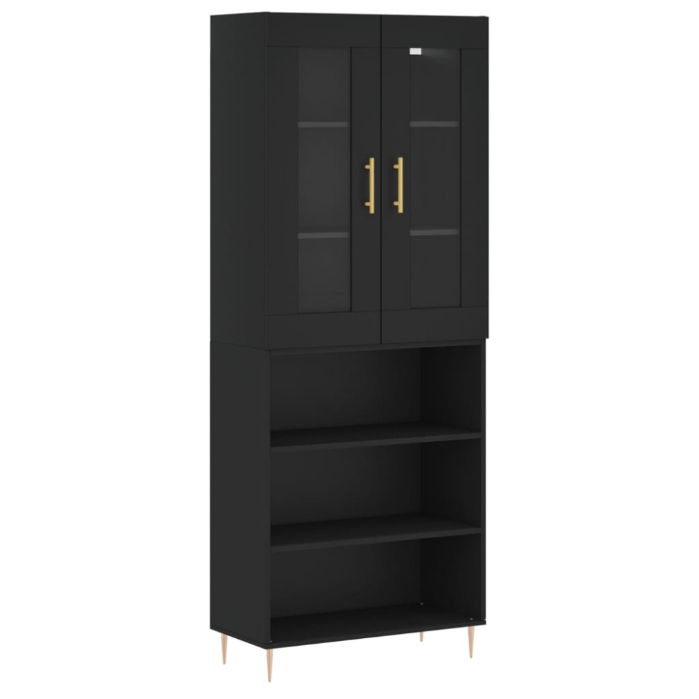 vidaXL Dulap înalt, negru, 69,5x34x180 cm, lemn compozit