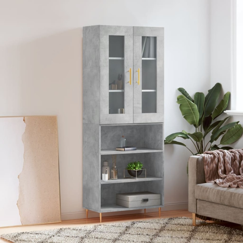 vidaXL Dulap înalt, gri beton, 69,5x34x180, lemn compozit