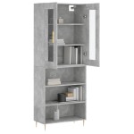 vidaXL Dulap înalt, gri beton, 69,5x34x180, lemn compozit