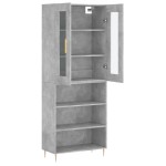 vidaXL Dulap înalt, gri beton, 69,5x34x180, lemn compozit