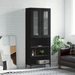 vidaXL Dulap înalt, negru, 69,5x34x180 cm, lemn compozit