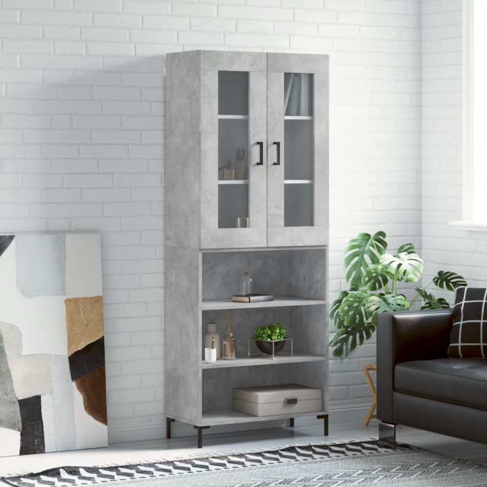 vidaXL Dulap înalt, gri beton, 69,5x34x180, lemn compozit