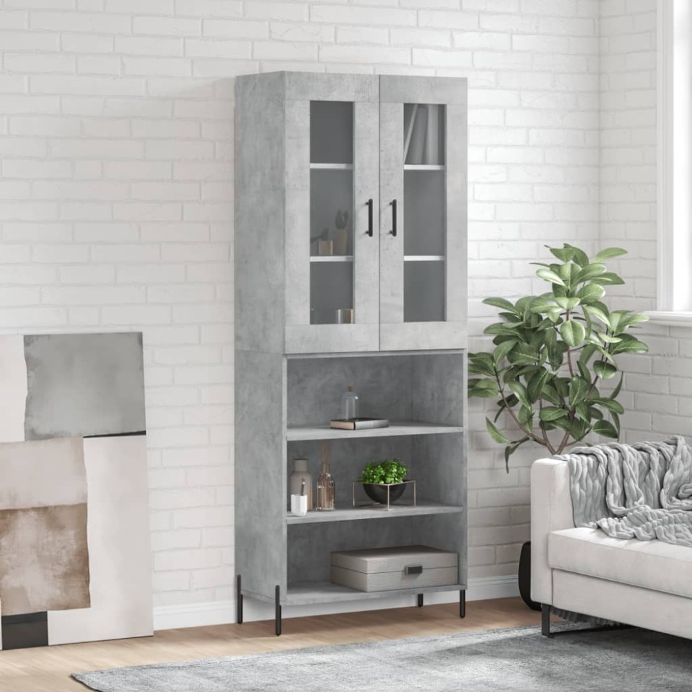 vidaXL Dulap înalt, gri beton, 69,5x34x180, lemn compozit