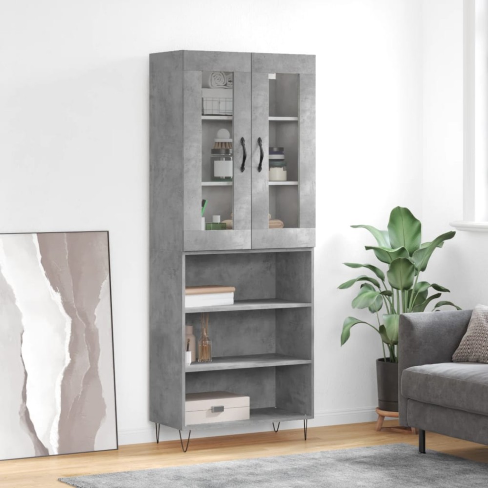 vidaXL Dulap înalt, gri beton, 69,5x34x180, lemn compozit