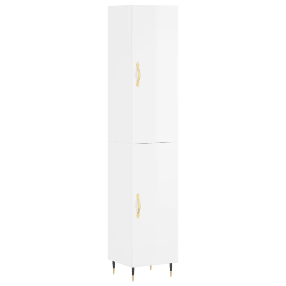 vidaXL Dulap înalt, alb extralucios, 34,5x34x180 cm, lemn prelucrat