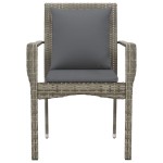 vidaXL Scaune de grădină cu perne, 2 buc., gri, poliratan