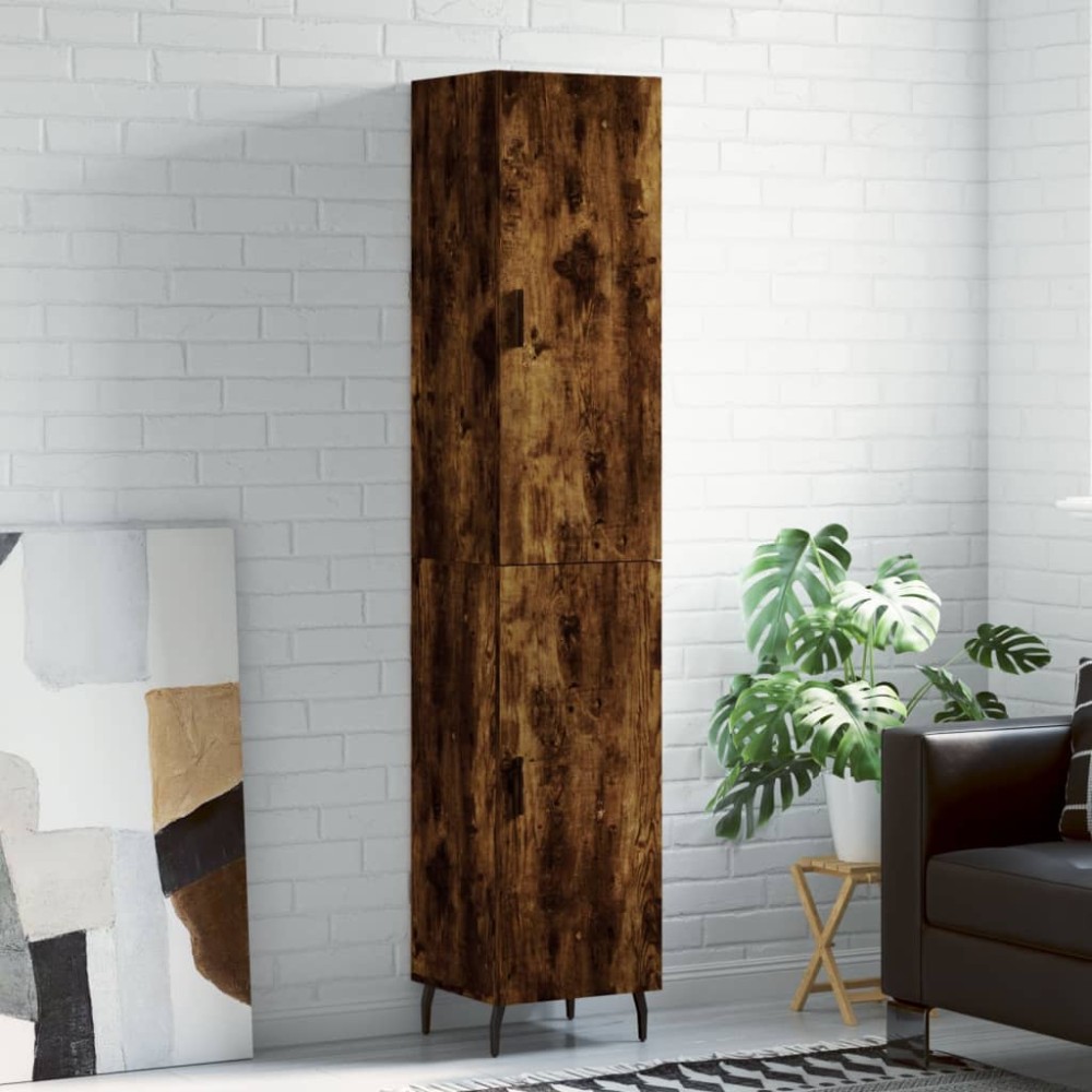 vidaXL Dulap înalt, stejar fumuriu, 34,5x34x180 cm, lemn prelucrat