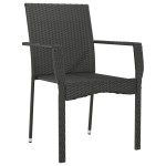 vidaXL Scaune de grădină cu perne, 2 buc., negru, poliratan