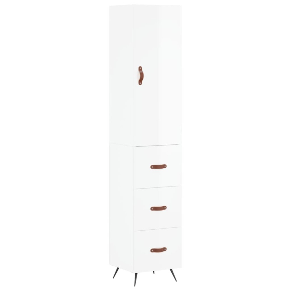 vidaXL Dulap înalt, alb extralucios, 34,5x34x180 cm, lemn prelucrat