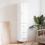 vidaXL Dulap înalt, alb extralucios, 34,5x34x180 cm, lemn prelucrat vidaXL Dulap înalt, alb extralucios, 34,5x34x180 cm, lemn prelucrat