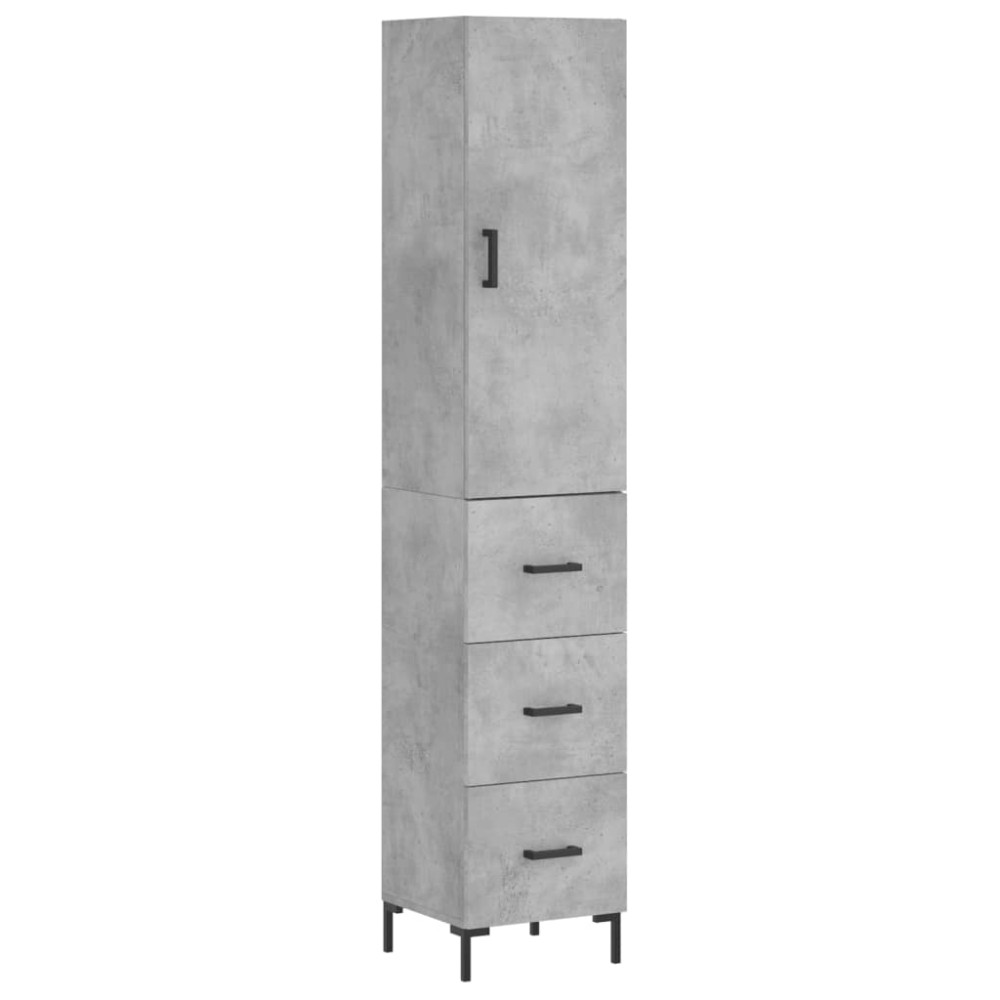 vidaXL Dulap înalt, gri beton, 34,5x34x180 cm, lemn prelucrat