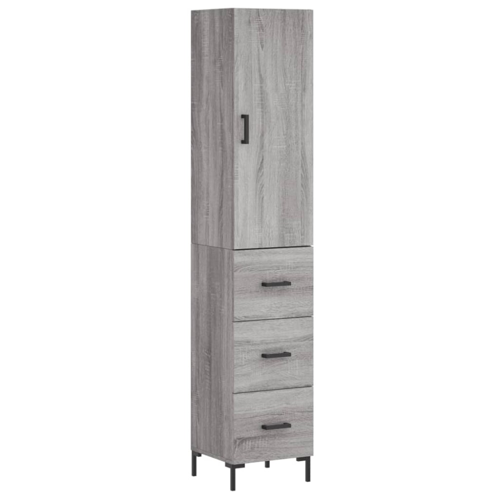vidaXL Dulap înalt, gri sonoma, 34,5x34x180 cm, lemn prelucrat