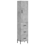 vidaXL Dulap înalt, gri beton, 34,5x34x180 cm, lemn prelucrat