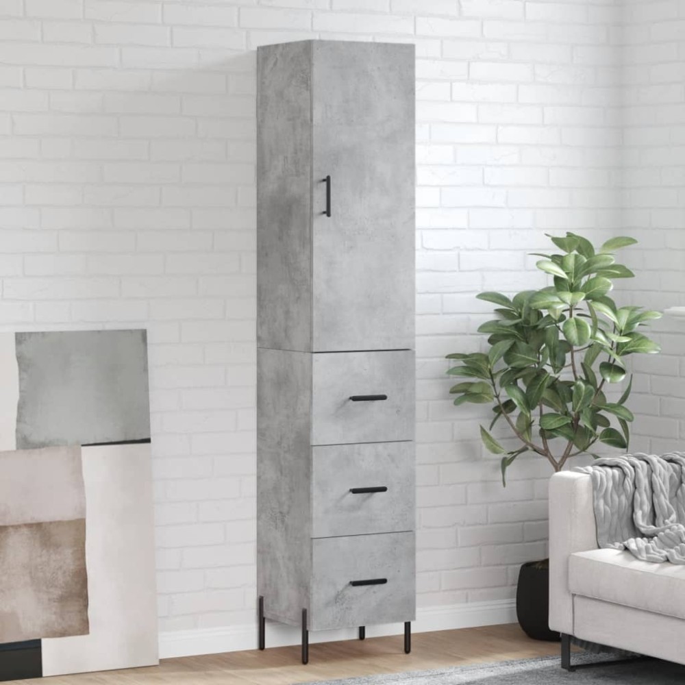 vidaXL Dulap înalt, gri beton, 34,5x34x180 cm, lemn prelucrat