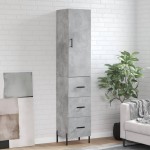 vidaXL Dulap înalt, gri beton, 34,5x34x180 cm, lemn prelucrat