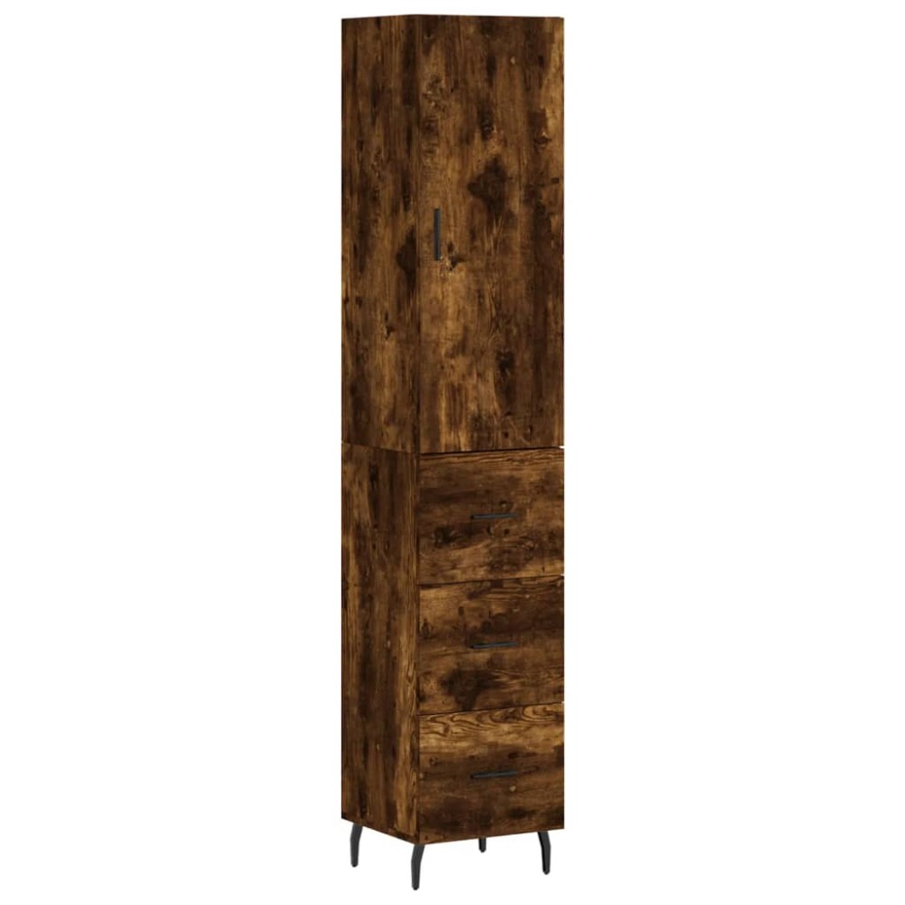 vidaXL Dulap înalt, stejar fumuriu, 34,5x34x180 cm, lemn prelucrat