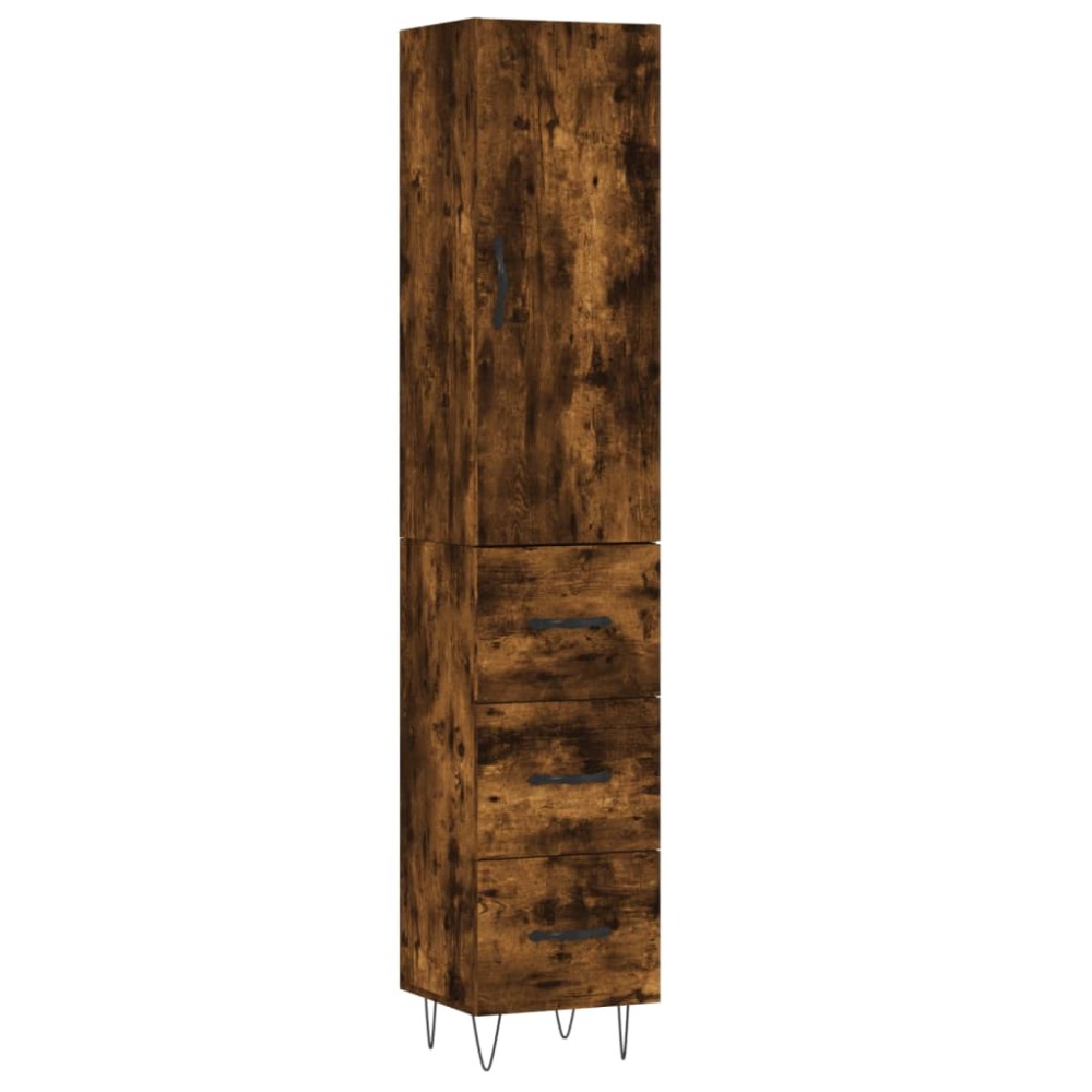vidaXL Dulap înalt, stejar fumuriu, 34,5x34x180 cm, lemn prelucrat