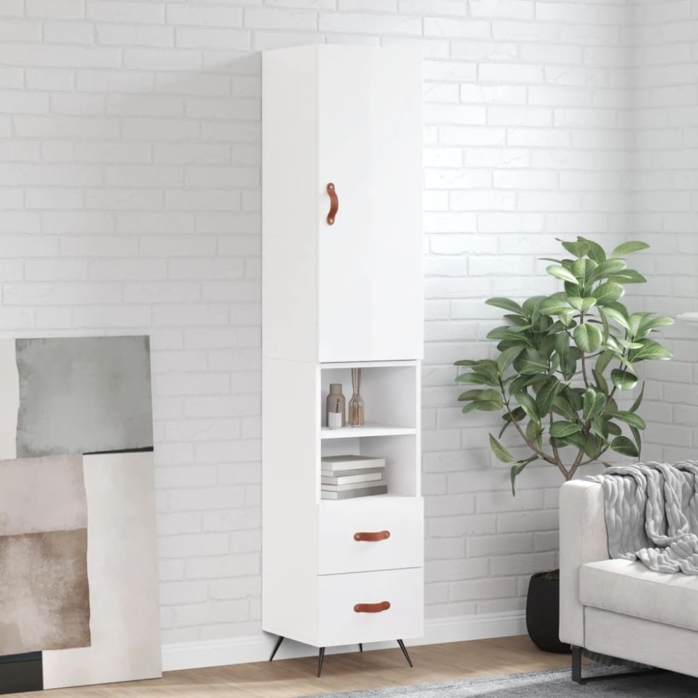 vidaXL Dulap înalt, alb extralucios, 34,5x34x180 cm, lemn prelucrat