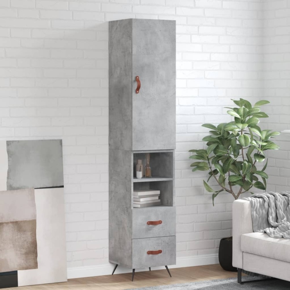 vidaXL Dulap înalt, gri beton, 34,5x34x180 cm, lemn prelucrat