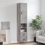vidaXL Dulap înalt, gri sonoma, 34,5x34x180 cm, lemn prelucrat