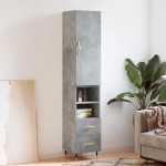 vidaXL Dulap înalt, gri beton, 34,5x34x180 cm, lemn prelucrat vidaXL Dulap înalt, gri beton, 34,5x34x180 cm, lemn prelucrat