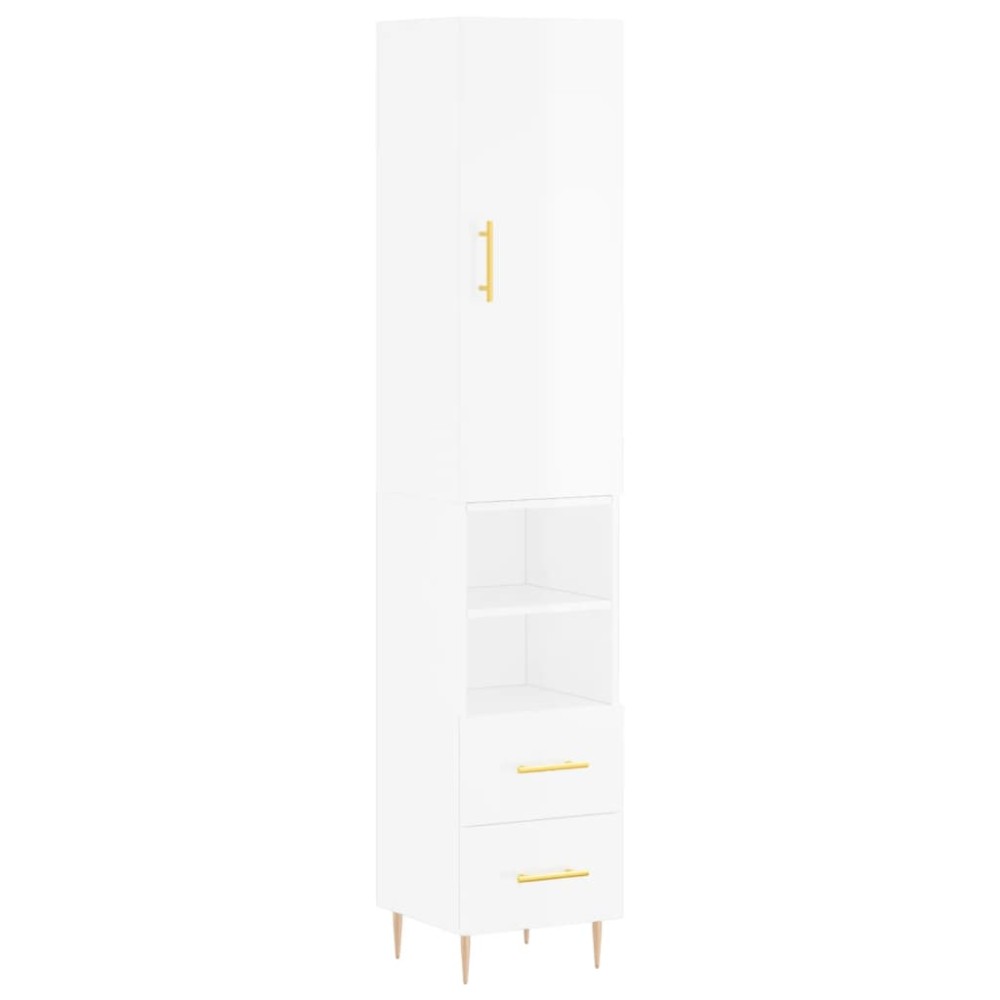 vidaXL Dulap înalt, alb extralucios, 34,5x34x180 cm, lemn prelucrat