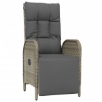 vidaXL Scaune rabatabile de exterior, cu perne, 2 buc, gri, poliratan vidaXL Scaune rabatabile de exterior, cu perne, 2 buc, gri, poliratan
