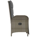vidaXL Scaune rabatabile de exterior, cu perne, 2 buc, gri, poliratan vidaXL Scaune rabatabile de exterior, cu perne, 2 buc, gri, poliratan