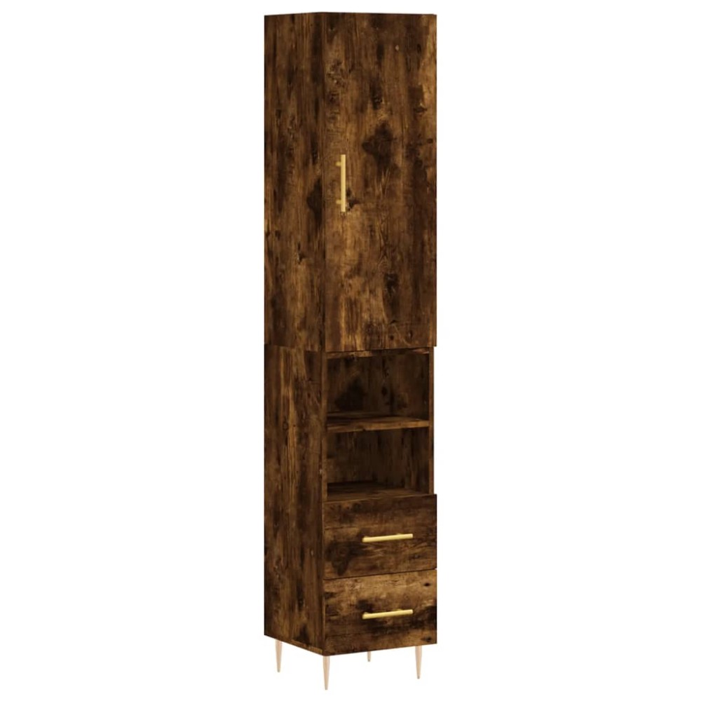 vidaXL Dulap înalt, stejar fumuriu, 34,5x34x180 cm, lemn prelucrat