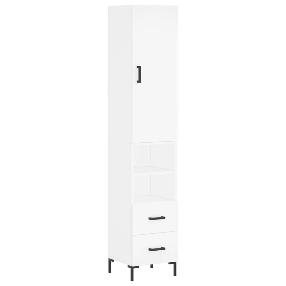 vidaXL Dulap înalt, alb, 34,5x34x180 cm, lemn prelucrat