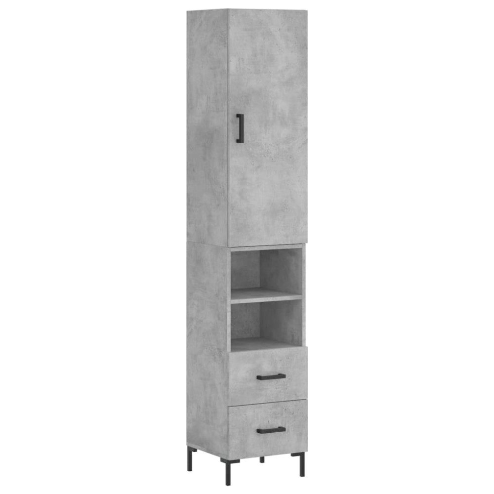 vidaXL Dulap înalt, gri beton, 34,5x34x180 cm, lemn prelucrat