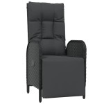 vidaXL Scaune rabatabile exterior, cu perne, 2 buc., negru, poliratan vidaXL Scaune rabatabile exterior, cu perne, 2 buc., negru, poliratan