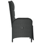 vidaXL Scaune rabatabile exterior, cu perne, 2 buc., negru, poliratan vidaXL Scaune rabatabile exterior, cu perne, 2 buc., negru, poliratan
