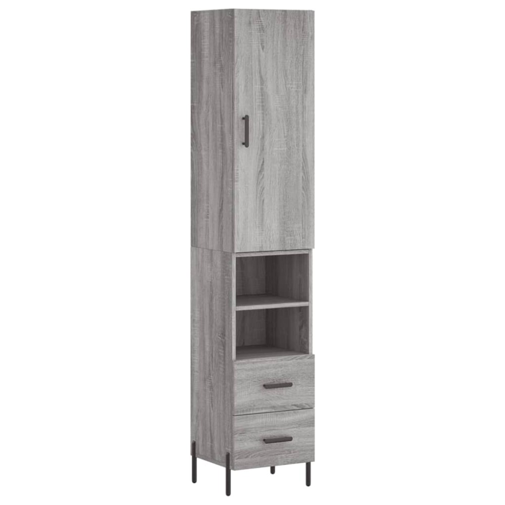 vidaXL Dulap înalt, gri sonoma, 34,5x34x180 cm, lemn prelucrat