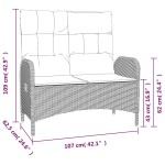 vidaXL Bancă de grădină rabatabilă cu perne, gri, 107 cm, poliratan vidaXL Bancă de grădină rabatabilă cu perne, gri, 107 cm, poliratan