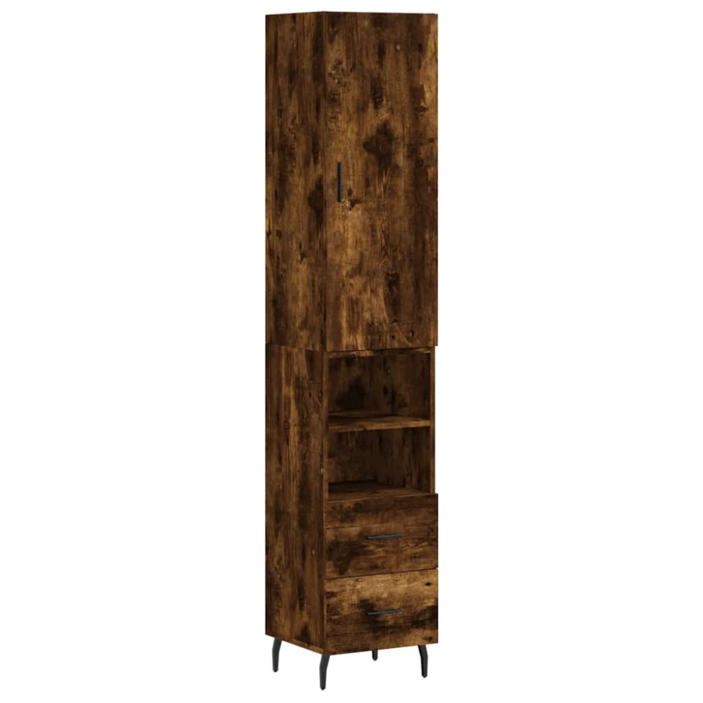 vidaXL Dulap înalt, stejar fumuriu, 34,5x34x180 cm, lemn prelucrat