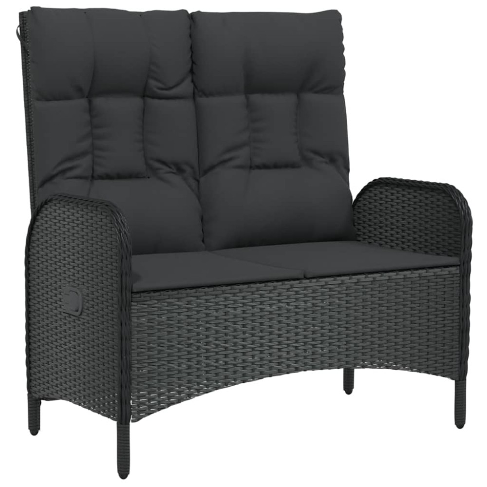 vidaXL Bancă de grădină rabatabilă cu perne, negru, 107 cm, poliratan