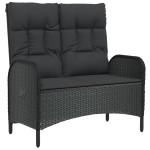 vidaXL Bancă de grădină rabatabilă cu perne, negru, 107 cm, poliratan