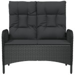 vidaXL Bancă de grădină rabatabilă cu perne, negru, 107 cm, poliratan