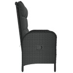vidaXL Bancă de grădină rabatabilă cu perne, negru, 107 cm, poliratan