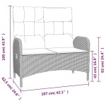 vidaXL Bancă de grădină rabatabilă cu perne, negru, 107 cm, poliratan