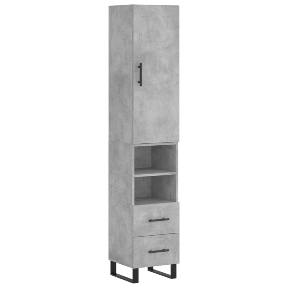 vidaXL Dulap înalt, gri beton, 34,5x34x180 cm, lemn prelucrat