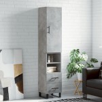 vidaXL Dulap înalt, gri beton, 34,5x34x180 cm, lemn prelucrat vidaXL Dulap înalt, gri beton, 34,5x34x180 cm, lemn prelucrat
