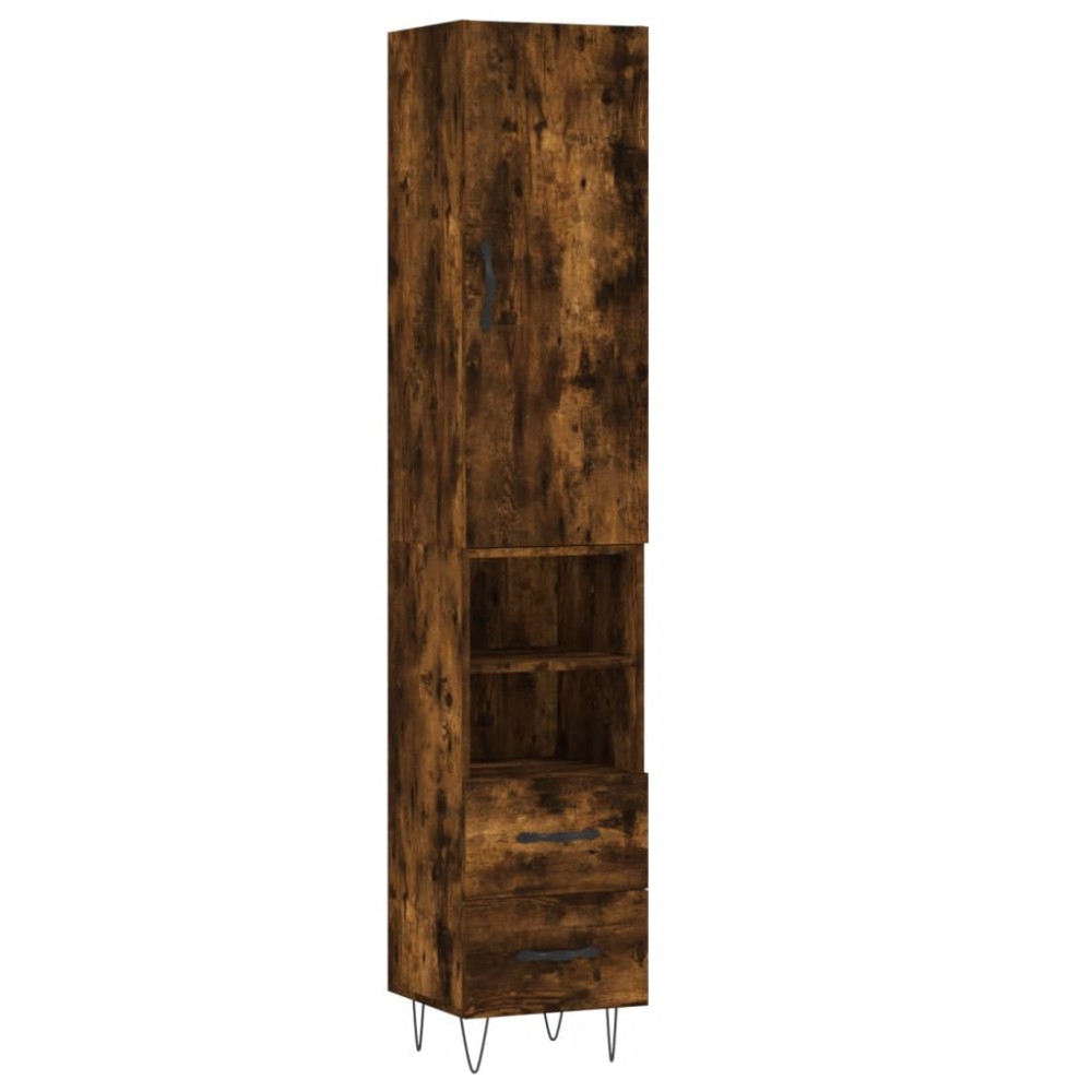 vidaXL Dulap înalt, stejar fumuriu, 34,5x34x180 cm, lemn prelucrat