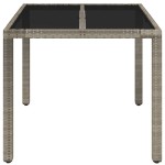 vidaXL Masă de grădină cu blat din sticlă, gri, 90x90x75 cm, poliratan vidaXL Masă de grădină cu blat din sticlă, gri, 90x90x75 cm, poliratan