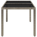vidaXL Masă de grădină cu blat din sticlă, gri, 90x90x75 cm, poliratan vidaXL Masă de grădină cu blat din sticlă, gri, 90x90x75 cm, poliratan